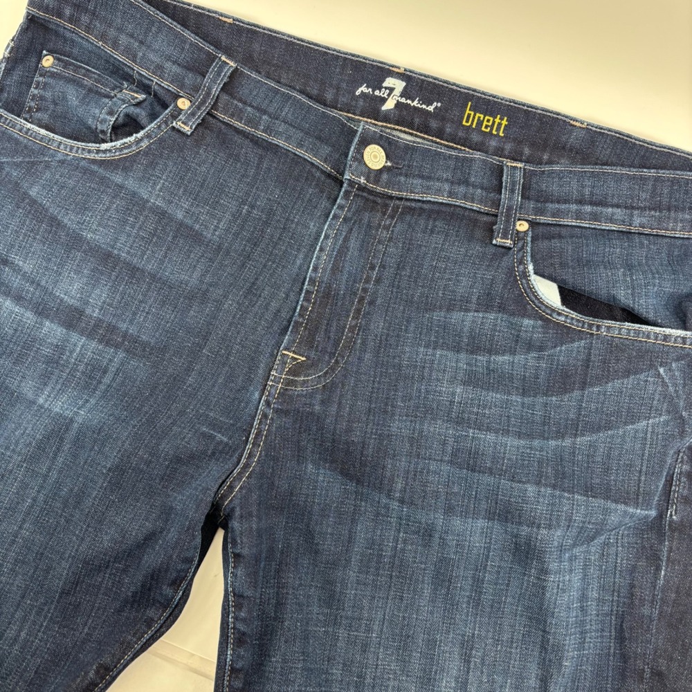 7 For All Mankind Brett Jeans Mens 40 DarkWash Bootcut Stretch Denim Made in USA